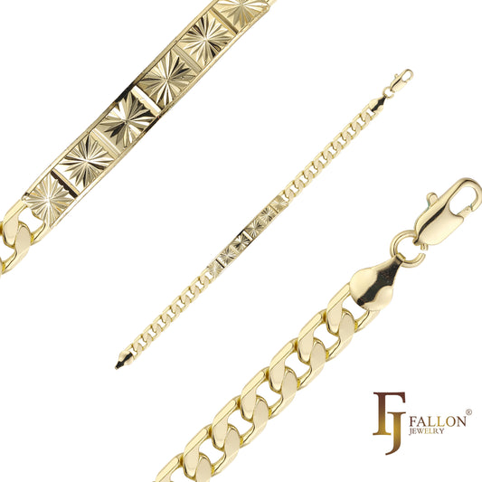 Pulseras identificativas de hombre Figaro link chapadas en oro de 14K colores