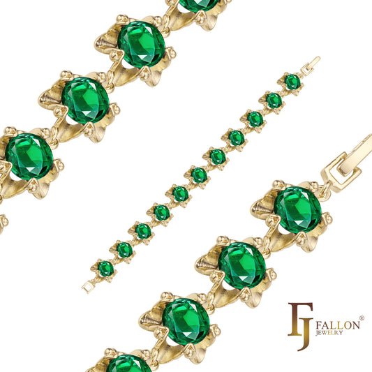 Pulseras de racimo chapadas en Oro de 14K, colores Oro de 18K