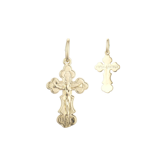 Eastern Orthodox Russian budded pendant in 14K Gold, Rose Gold & White Gold plating colors