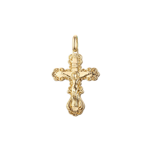 Eastern Orthodox Russian budded pendant in Rose Gold two tone, 14K Gold plating colors