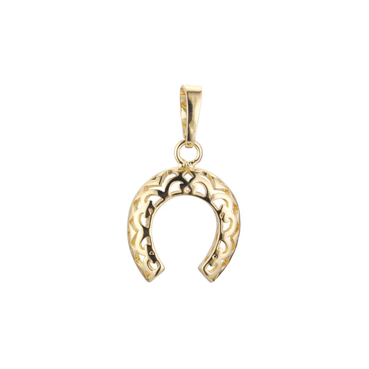 玫瑰金马蹄形吊坠,14K 镀金颜色