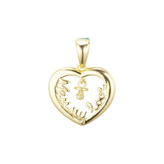 Colgante de corazón de Oro 14K del amor de mamá