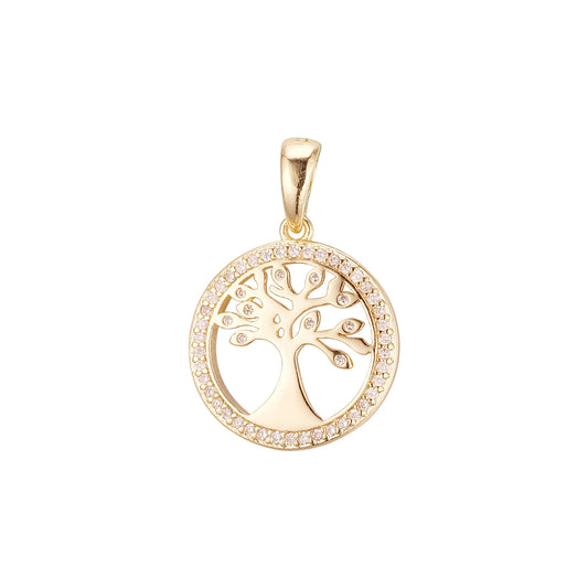 Halo-Baum-Anh?nger aus zweifarbigem Ros¨¦gold, 14-kar?tige Vergoldung