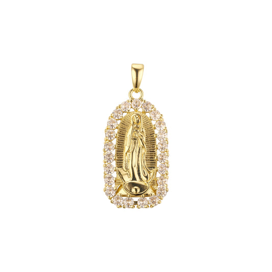 Pingente Virgem Maria de Guadalupe Maria banhado em ouro 14K