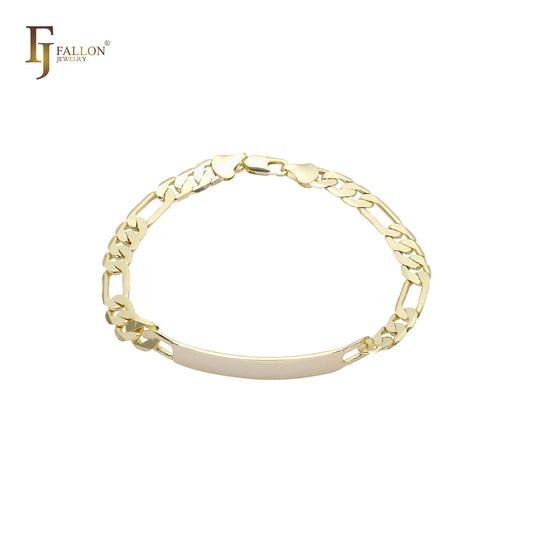 Pulseiras de identificação masculina em ouro 14K