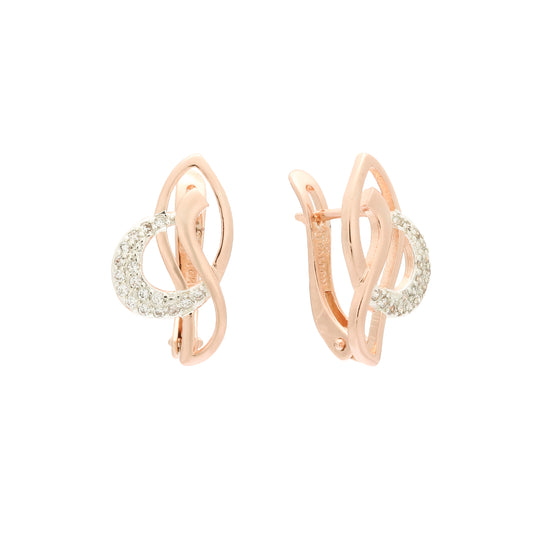 Perlenseitig mit wei?en CZ-Ros¨¦gold-Ohrringen