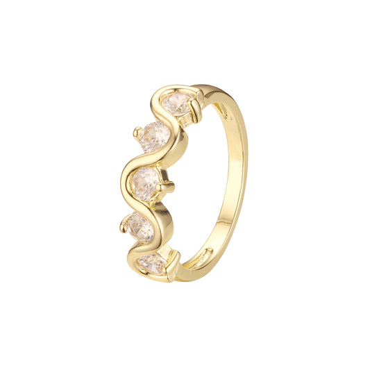 Anillos apilables de racimo en colores de baño de oro de 18 quilates, oro blanco, Oro 14K, oro rosa