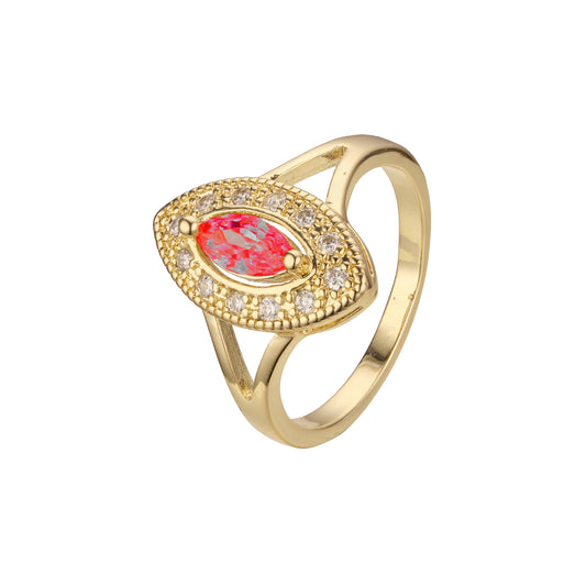 Anéis Marquise Halo em ouro 14K, cores banhadas a ouro rosa