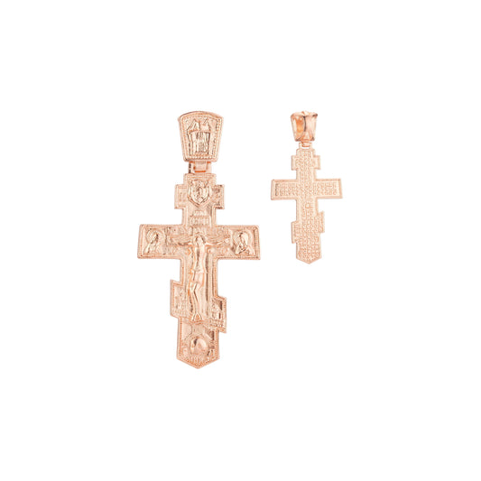 Russian orthodox cross pendant in Rose Gold, 14K Gold plating colors