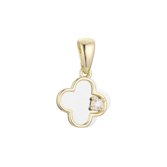 .Trébol de la suerte Colgante bañado en Oro de 14K, Oro rosa bicolor