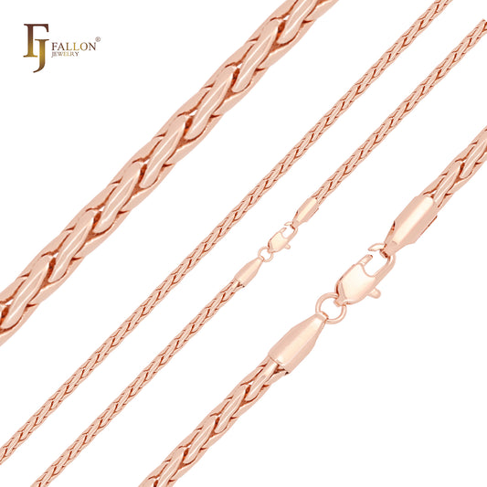 Cadenas finas de trigo Spiga en oro de 14 quilates y oro rosa