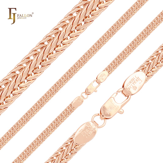 Cadenas de oro rosa con eslabones lisos de cola de zorro