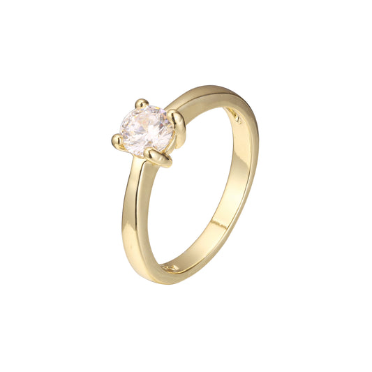 18K ゴールド、14K ゴールド メッキ色のソリティア プレーン デザイン リング