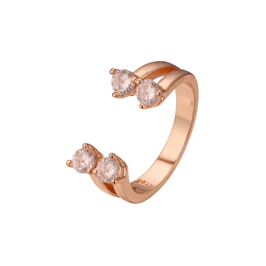 Открытые кольца с четырьмя камнями из Красное золото 585 пробы, цвета покрытия из Жёлтое золото 585 пробы