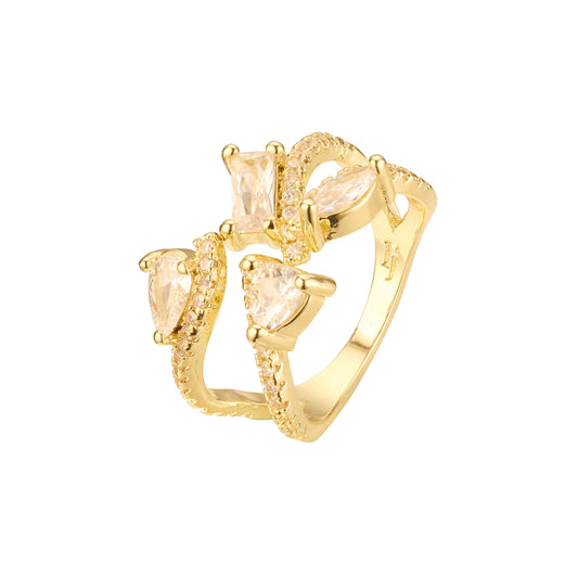 Fashion rings with different shape stones in 14K Gold, Rose Gold plating colors