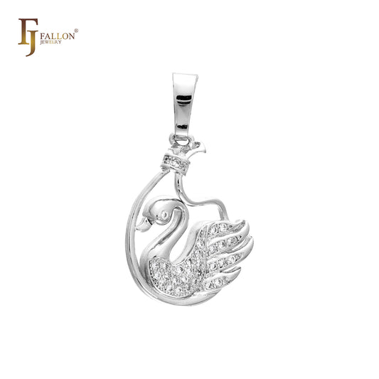 Подвеска-лебедь из кластерного золота 14 карат