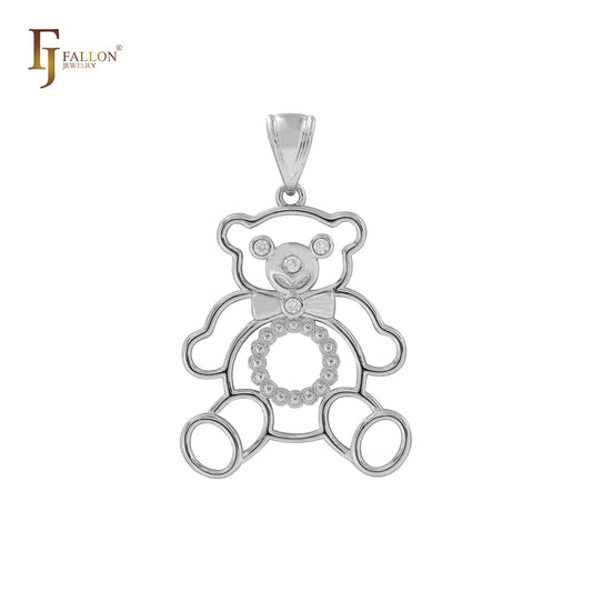 Cable oso oro de 14 quilates, oro rosa, colgante de oro blanco