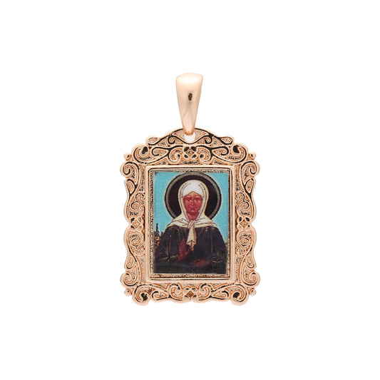 Portrait of Saint Matrona Rose Gold pendant