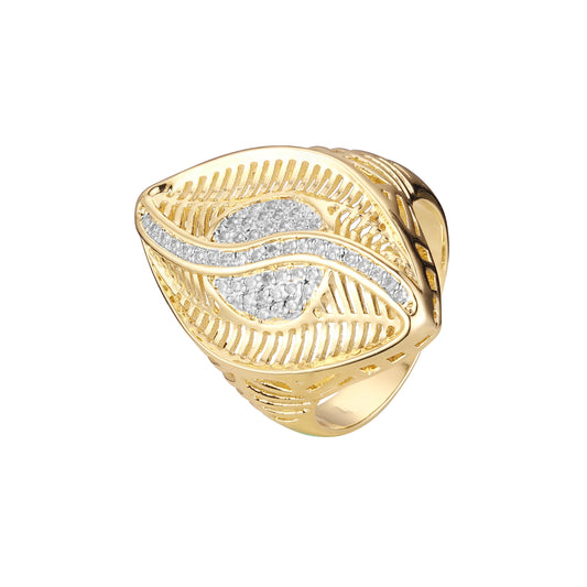 Anillos de filigrana pavimentada con circonita blanca de 14 quilates, oro rosa, dos tonos, tres tonos