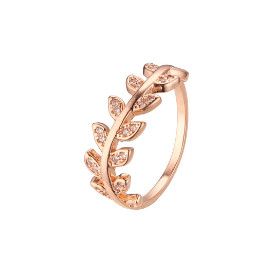 Fashion leaves rings in 14K Gold, Rose Gold plating colors