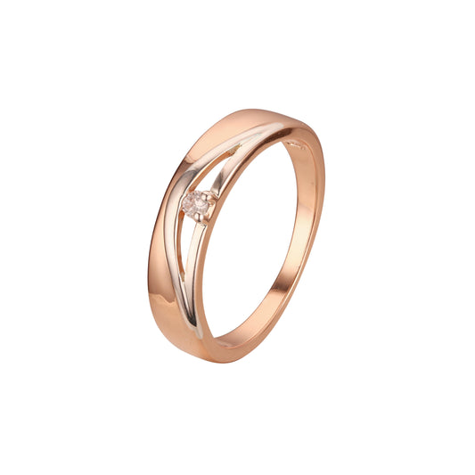 ローズゴールド ツートン ソリタリー ワイド リング