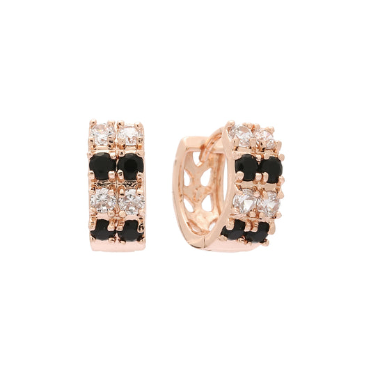 Cluster huggie earrings in 14K Gold, Rose Gold plating colors