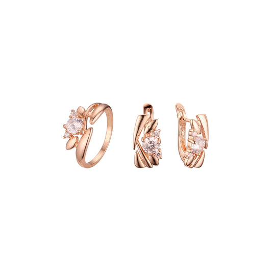 Rose Gold solitaire sided with two stones set