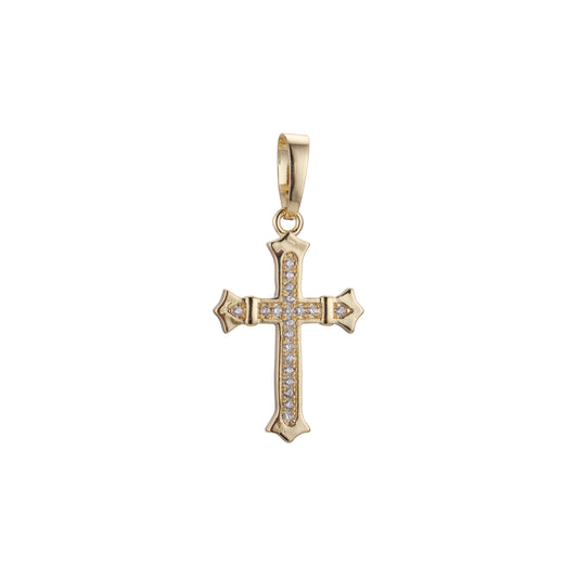 Pingente de cruz latina em ouro 14K