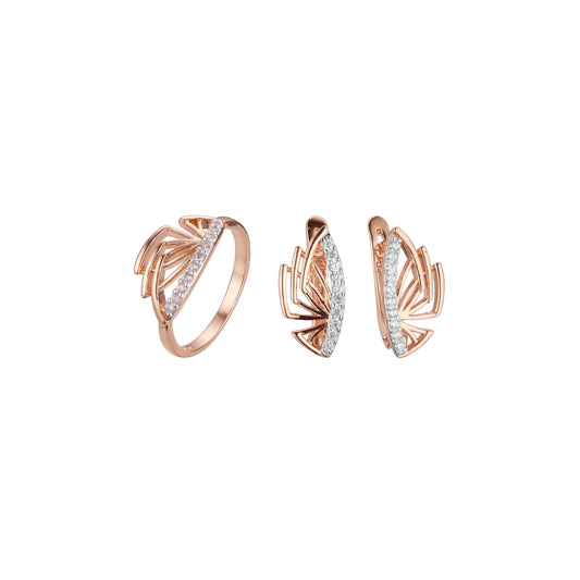Rose Gold two tone silver wings set