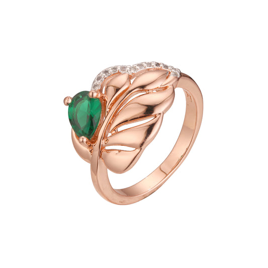 ローズゴールドのソリティア デザイン リング、ツートーン メッキ カラー