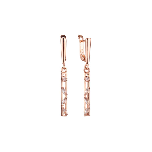Tall cluster drop earrings in 14K Gold, Rose Gold plating colors