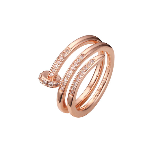 Brincos de cabeça de prego Juste Un Clou em ouro 14K e anéis em ouro rosa