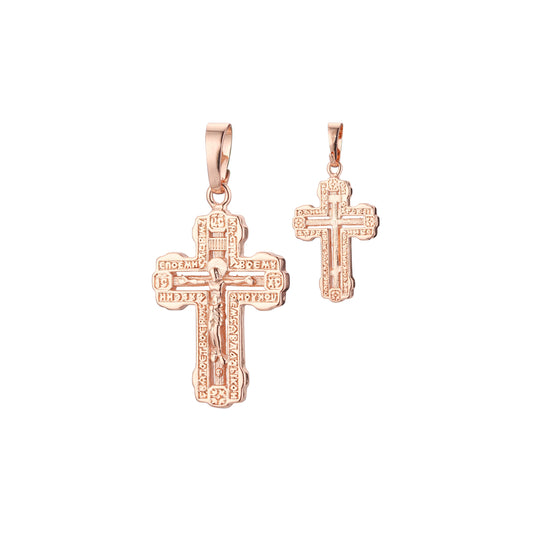 Orthodox Maltese Cross pendant in Rose Gold, two tone plating colors