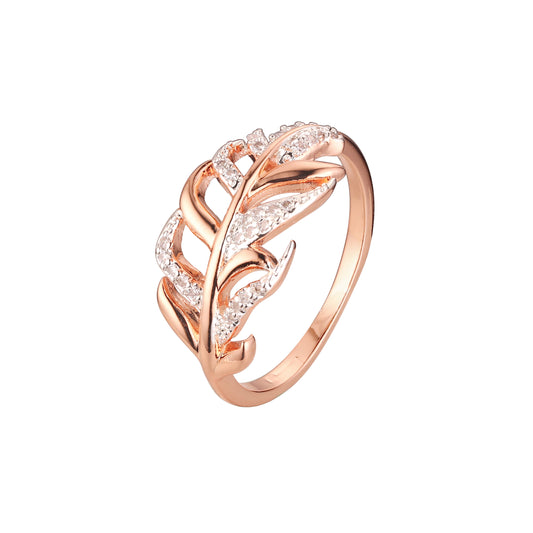 Rose Gold two tone fashion leaves rings