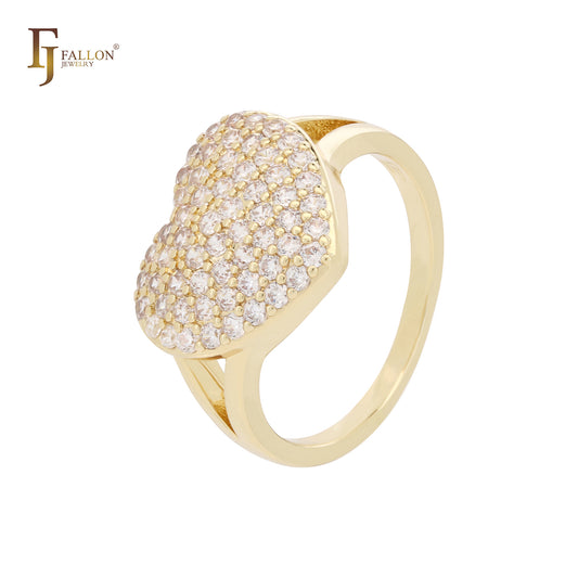 Cluster-Herz-Ringe aus 14-karätigem Gold mit weißen CZs