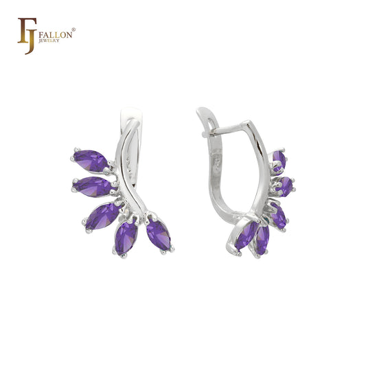 Brincos de ouro rosa com cinco pedras Marquise