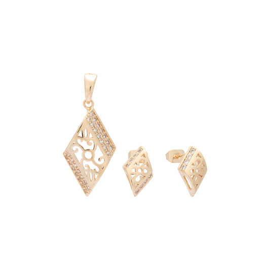 Rose Gold rhombus filigree cluster set