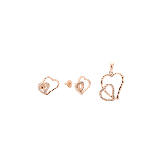Rose Gold heart to heart set