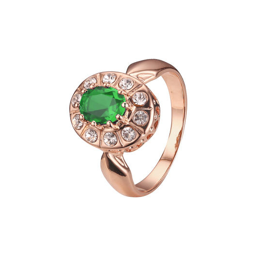 Große ovale bunte CZ Halo Roségoldringe