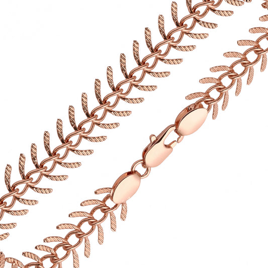 玫瑰金鱼骨链,镀 14K 金,玫瑰金