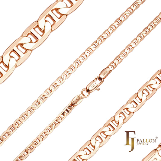 Cadenas clásicas de eslabones de varilla Mariner chapadas en oro rosa, dos tonos
