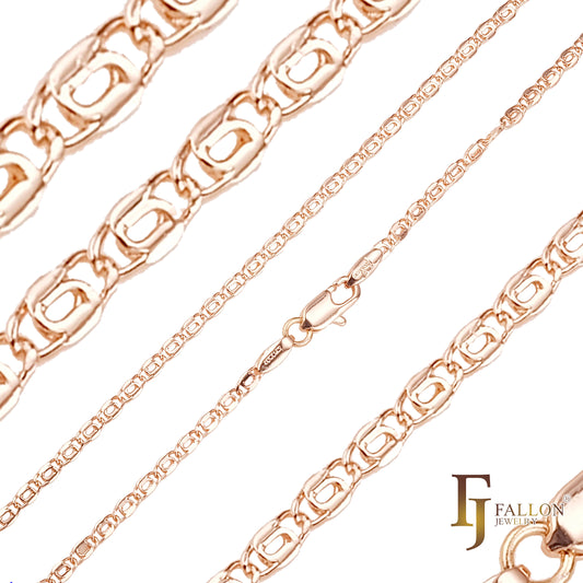 Massive, abgerundete Zylinderketten mit Schneckengliedern, plattiert mit 14 Karat Gold, Ros¨¦gold und Wei?gold