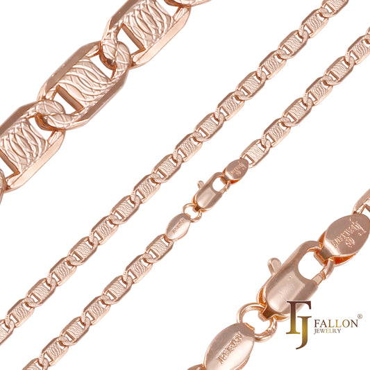 Mariner link curved ripple hammered 14K Gold, Rose Gold, two tone chains YIAKQ