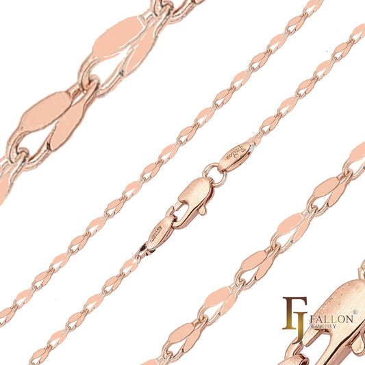 Classic Lace Sequin chains plated in 14K Gold, Rose Gold, two tone