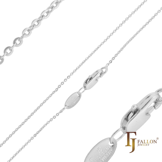 {カスタマイズ} ホワイトゴールド、14K ゴールド、ローズゴールドメッキの Disc Rolo リンク チェーン