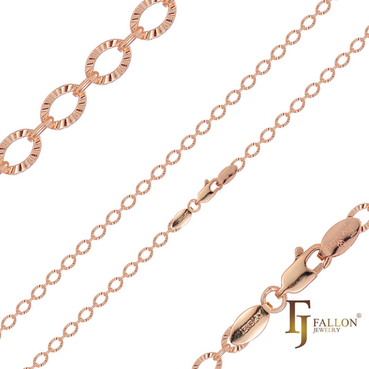 オーバル ケーブル サンバースト ハンマード ロロ ローズゴールド チェーン