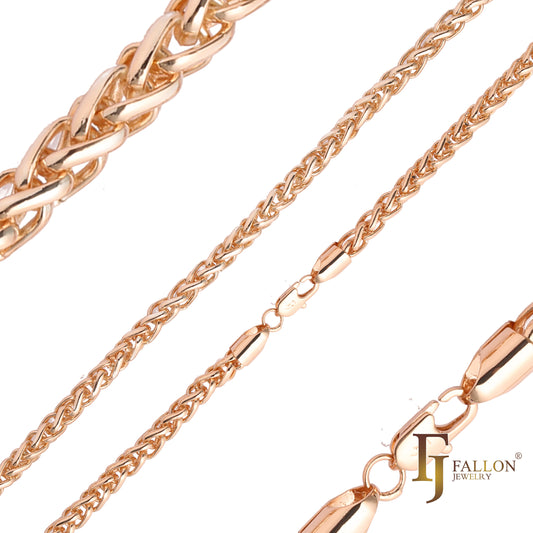 镀 14K 金、玫瑰金双锁链