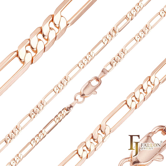 Classic Figaro link Rose Gold, two tone Chains