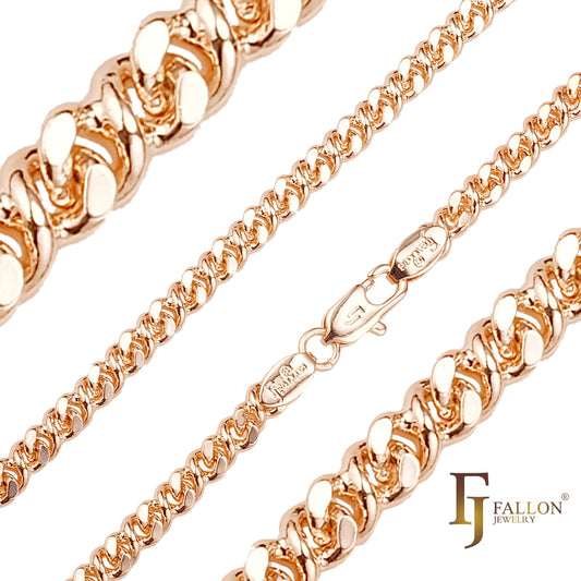 Cadenas Infinity de 8 eslabones redondos de 1,5 mm a 4 mm chapadas en Oro 14K, oro rosa, oro blanco, dos tonos