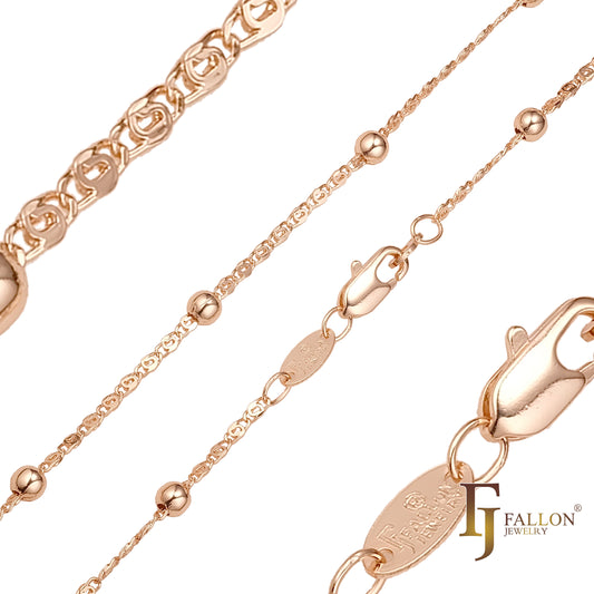 镀玫瑰金珠饰蜗牛链